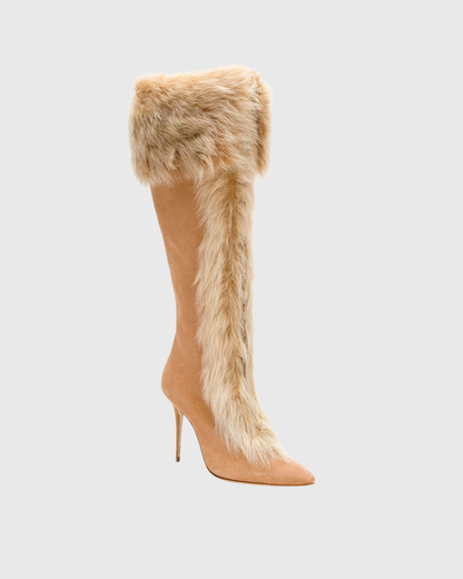 Vallea Faux Fur Boots In Orange
