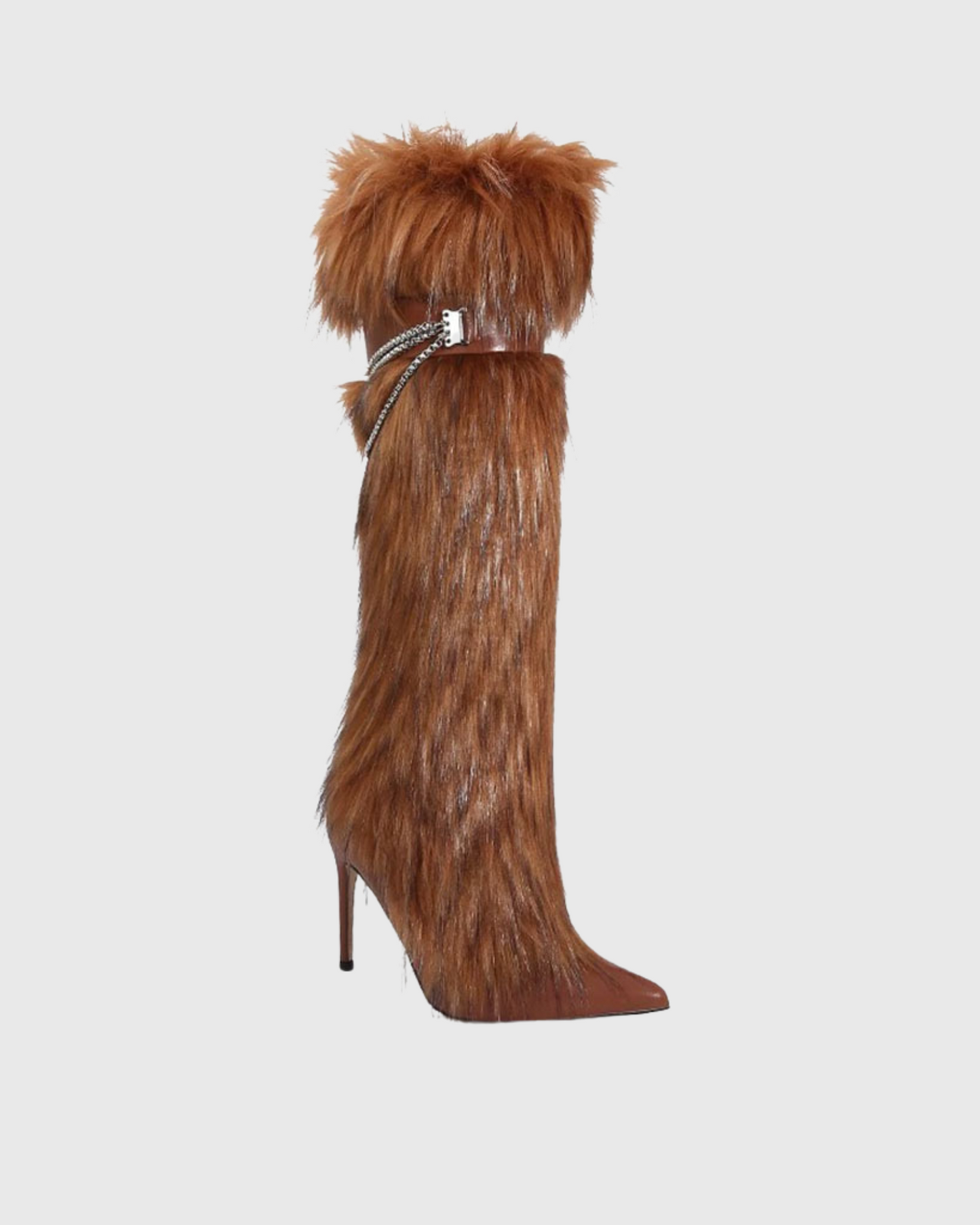 Vallea Faux Fur Knee High Boots In Brown