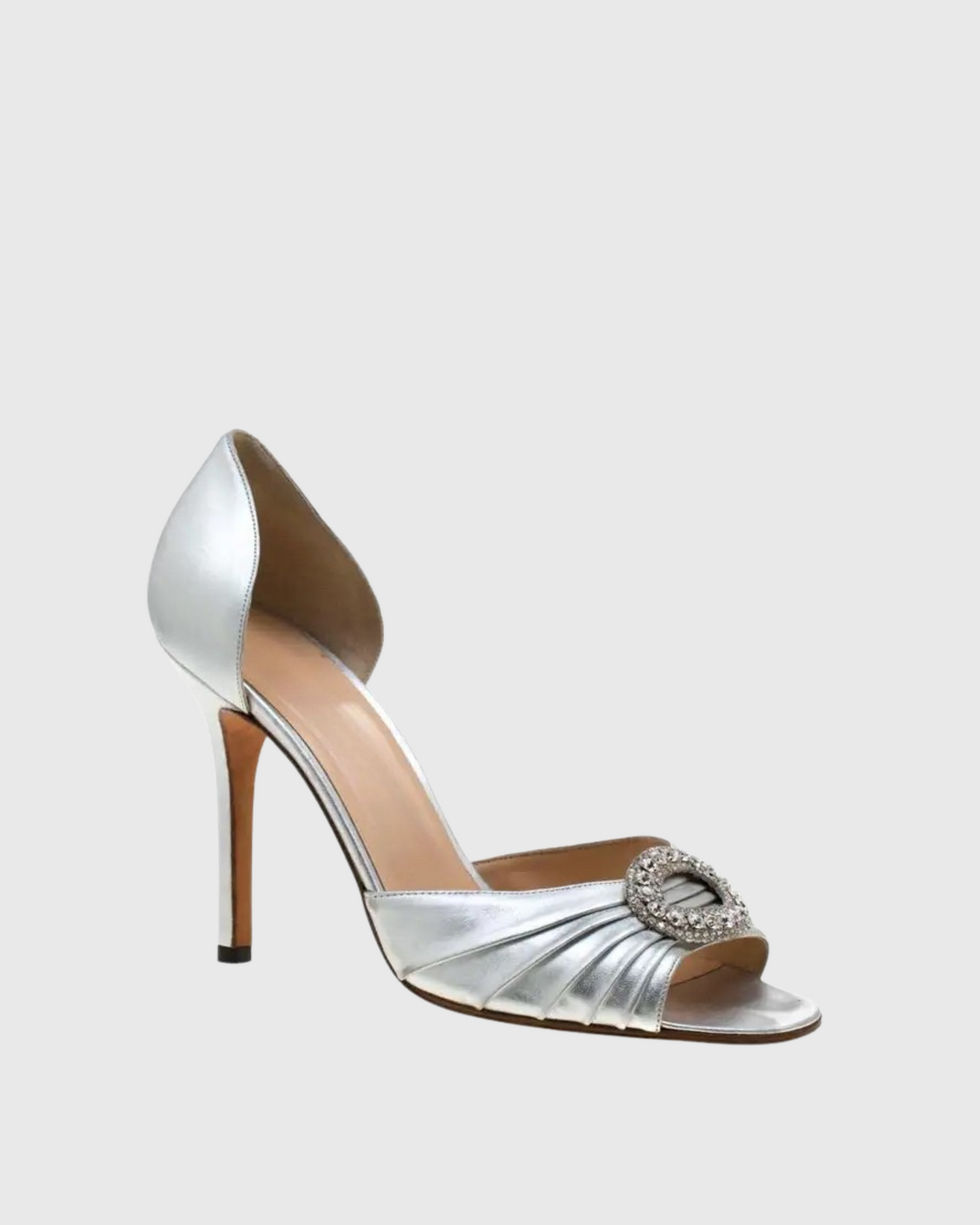 Valor Vintage Ruch Rhinestone Sandals In Silver