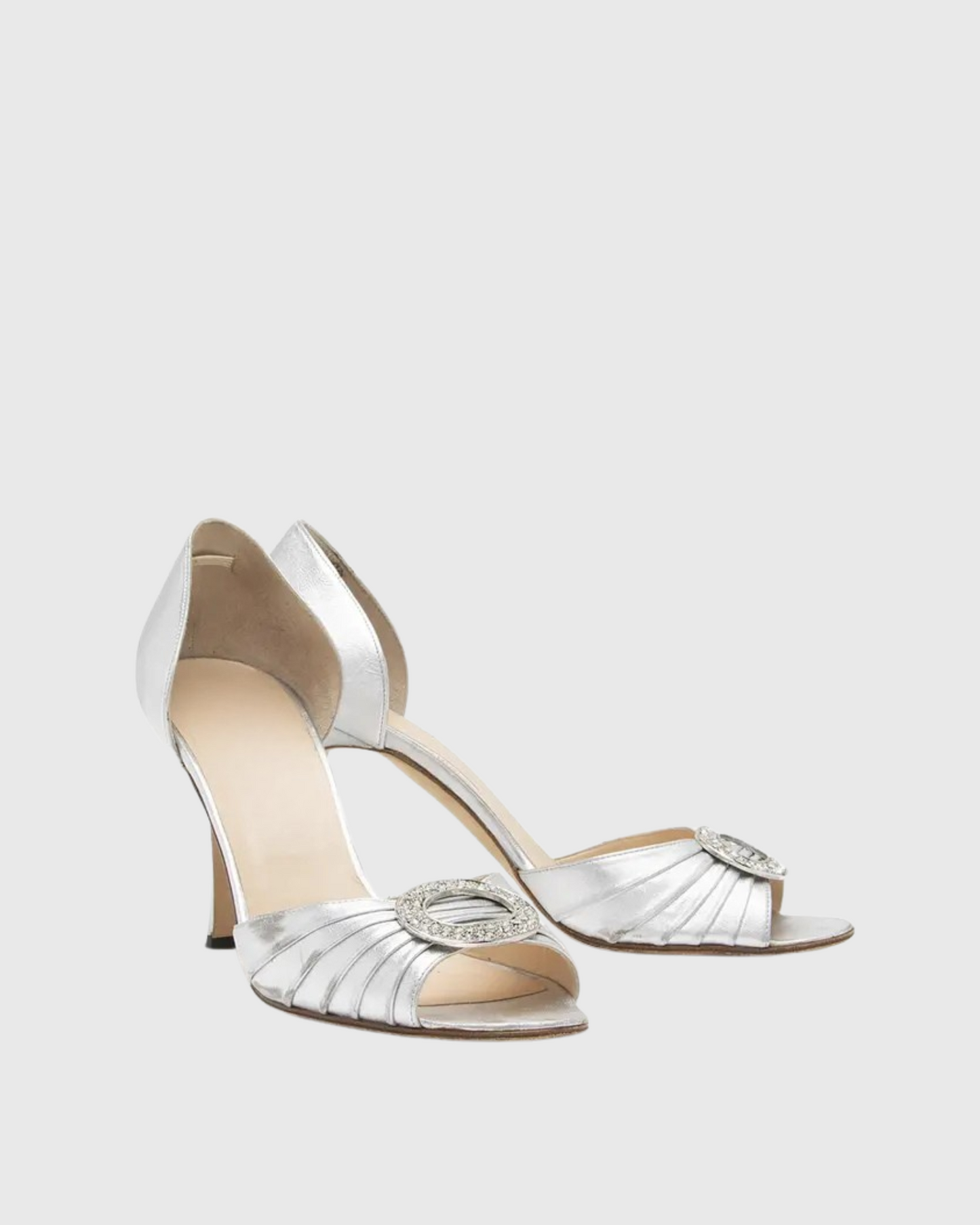 Valor Vintage Ruch Rhinestone Sandals In Silver