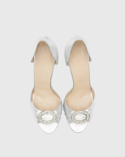 Valor Vintage Ruch Rhinestone Sandals In Silver