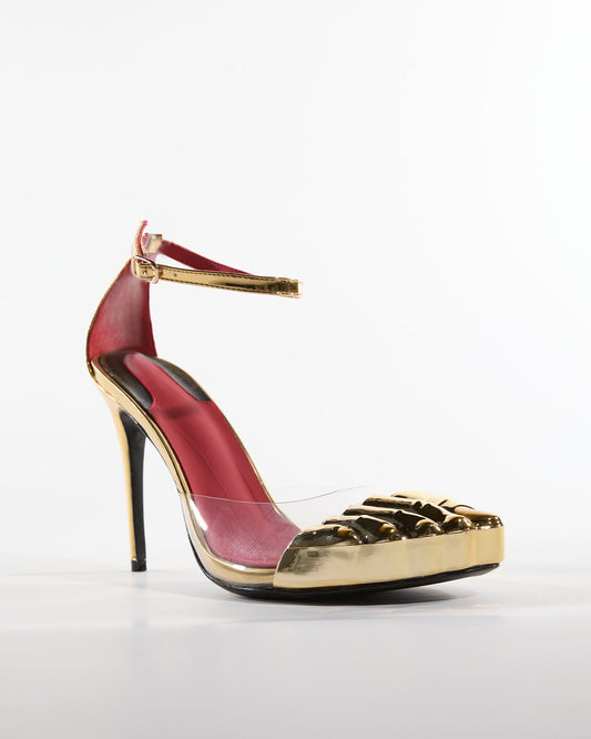 Vanda Gold Toenail Strap Pumps