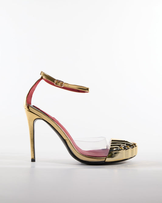 Vanda Gold Toenail Strap Pumps