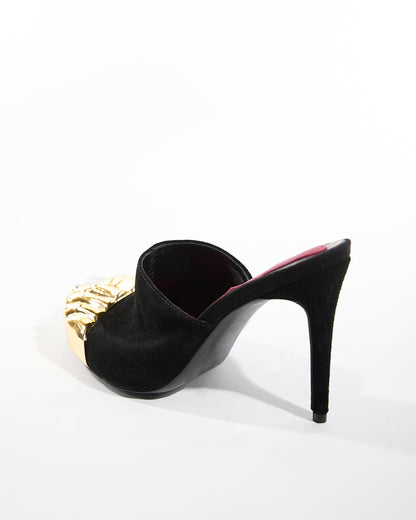 Vanda Silver Toenail Mules