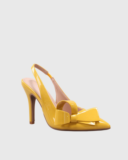 Vard Bow Slingback Heels In Yellow