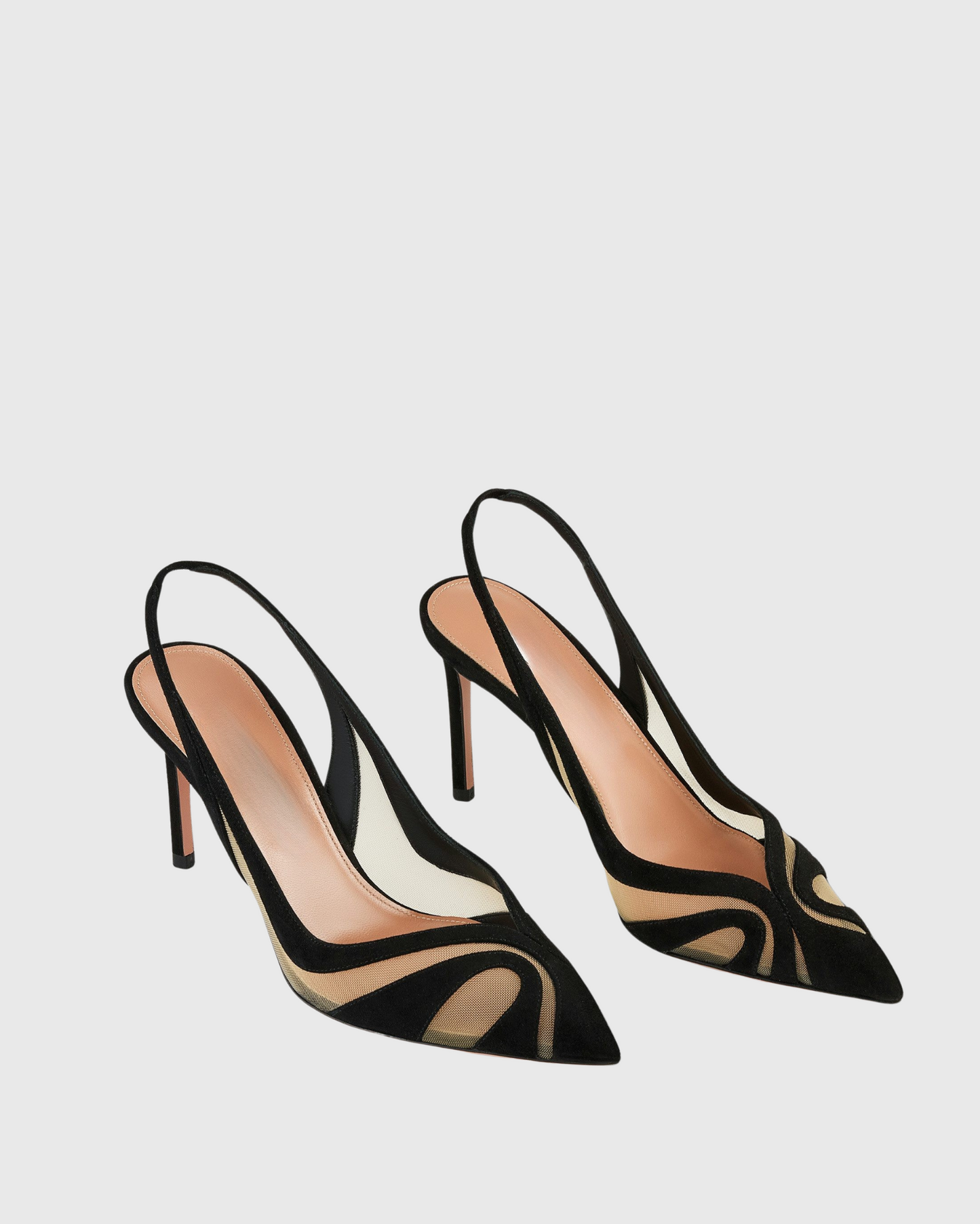 Varda Mesh Panel Slingback Pumps In Black