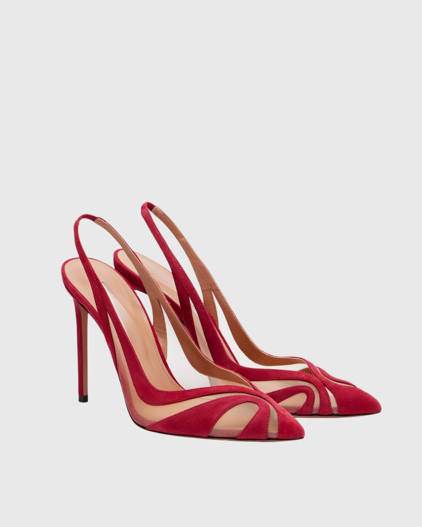Varda Mesh Panel Slingback Pumps In Red
