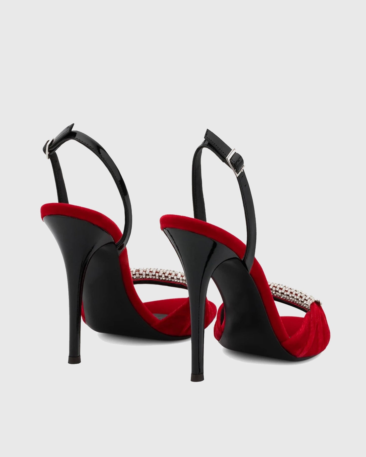 Vasanti Rhinestone Velvet Slingback Sandals In Red