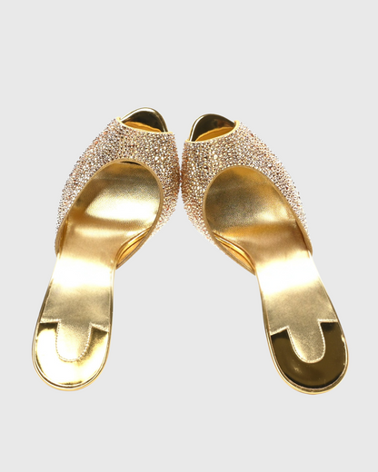 Veda Rivet Slippers In Gold