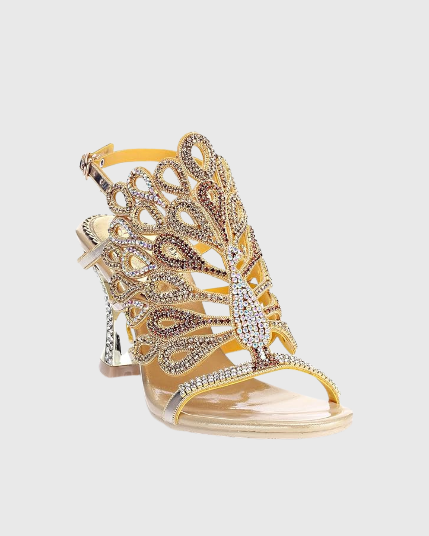Velia Peacock Wing Strap Sandals In Gold
