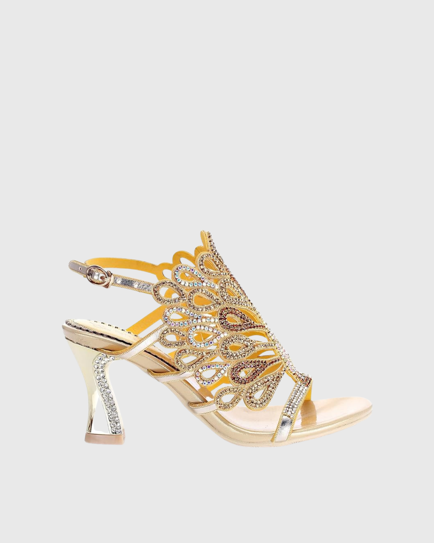 Velia Peacock Wing Strap Sandals In Gold