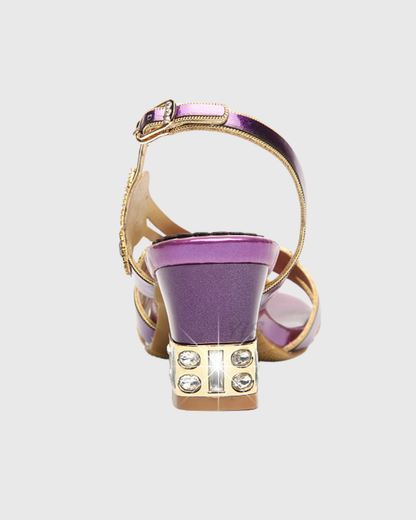 Velia Rhinestone Wing Slingback Sandals In Purple