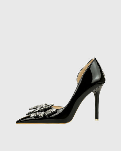 Venera Rhinestone Bow Pumps In Black