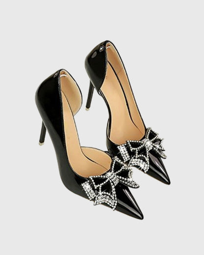 Venera Rhinestone Bow Pumps In Black