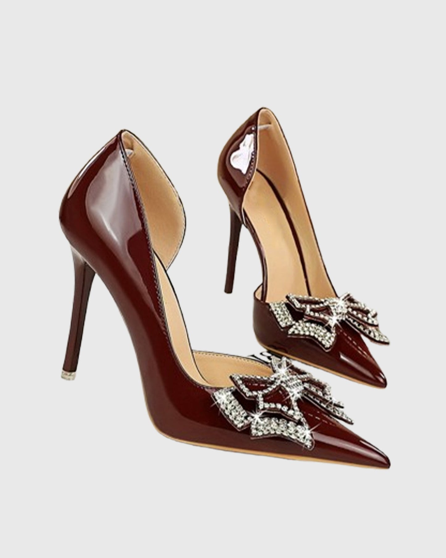 Venera Rhinestone Bow Pumps In Red