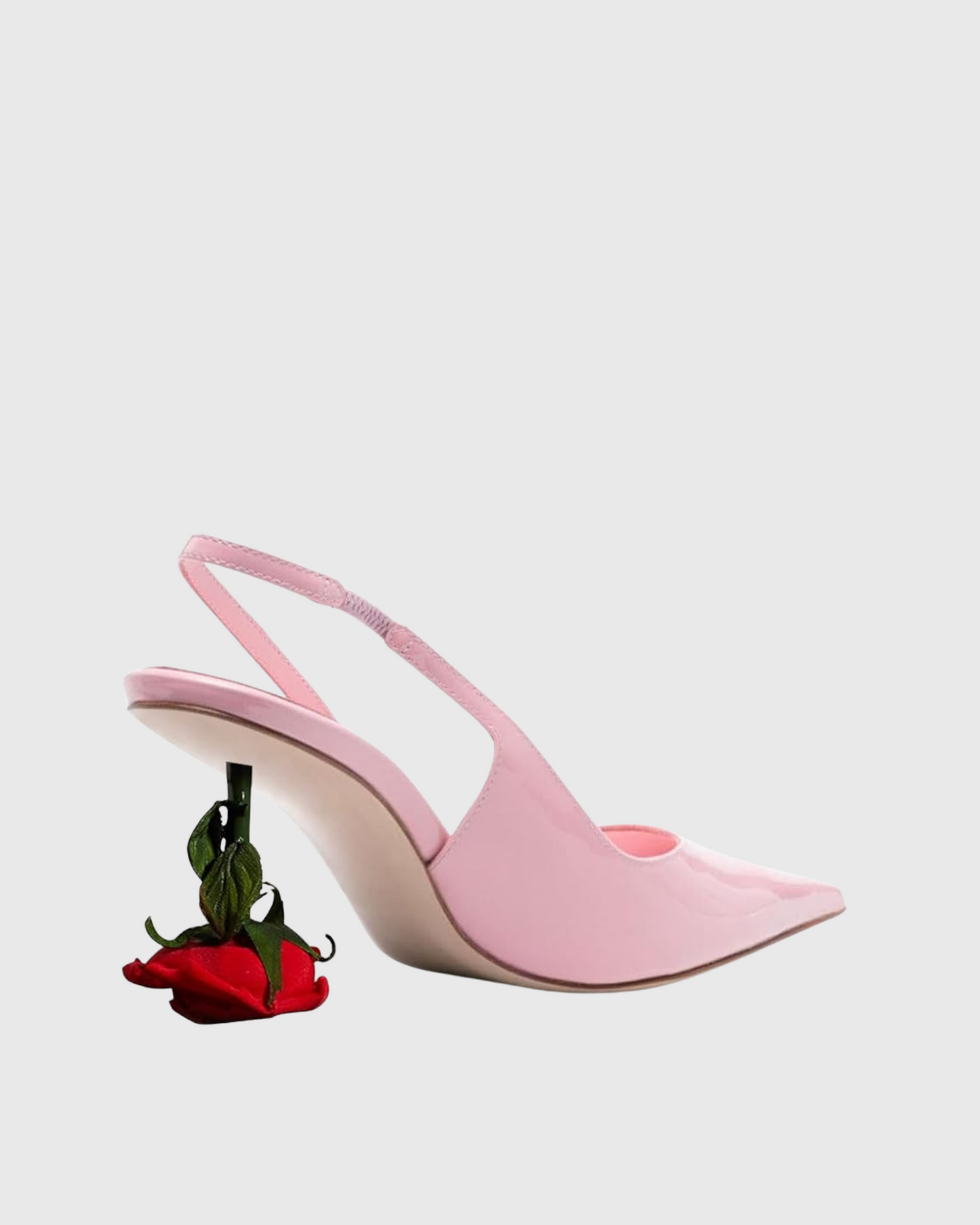 Venice Flower Heel Patent Leather Slingback Pumps In Pink
