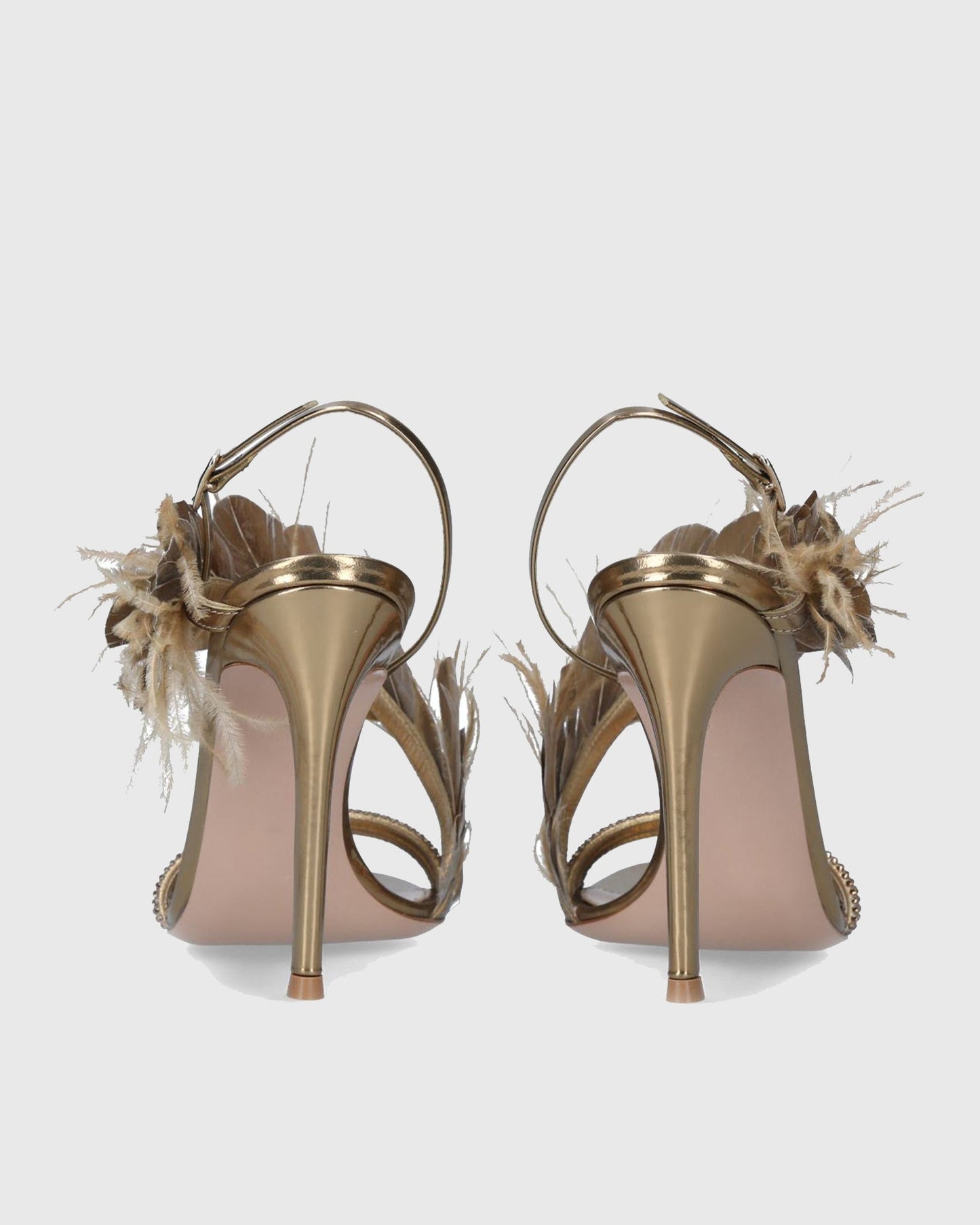 Vera Feather Slingback Sandals In Gold