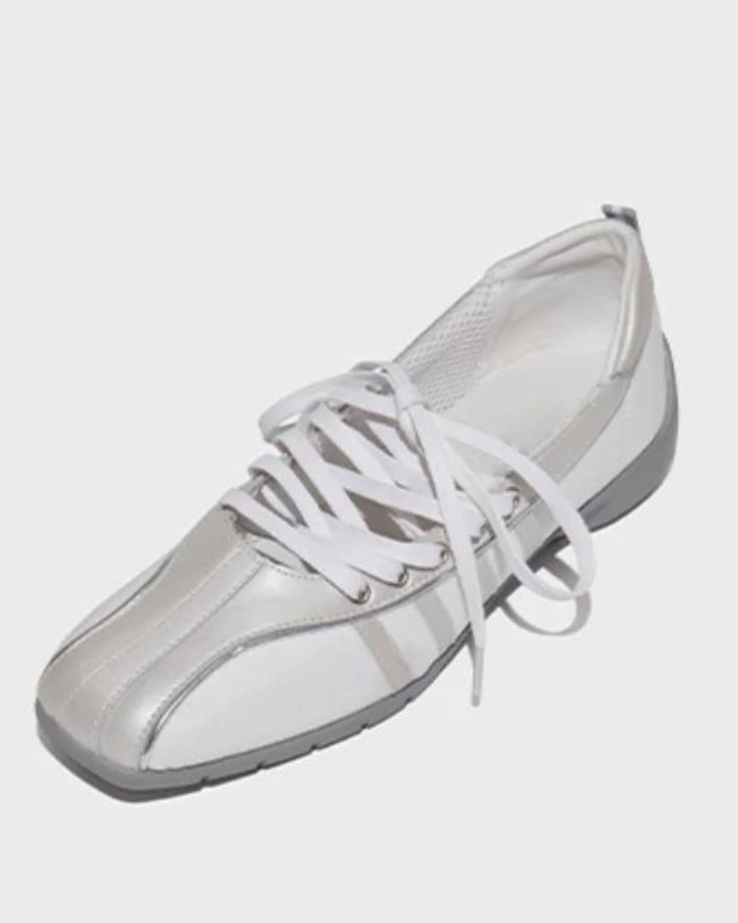 Via Leather Lace Up Ballet Flats Sneakers