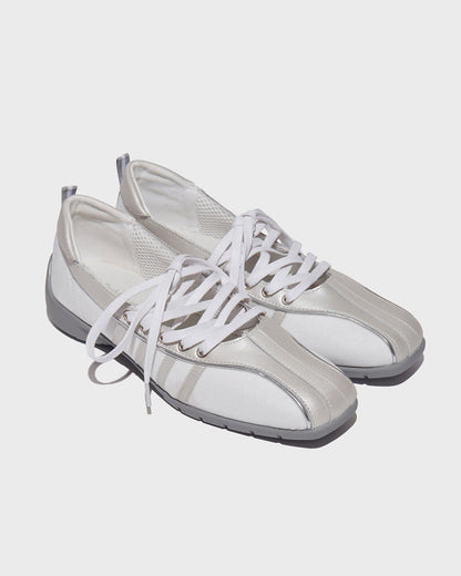 Via Leather Lace Up Ballet Flats Sneakers