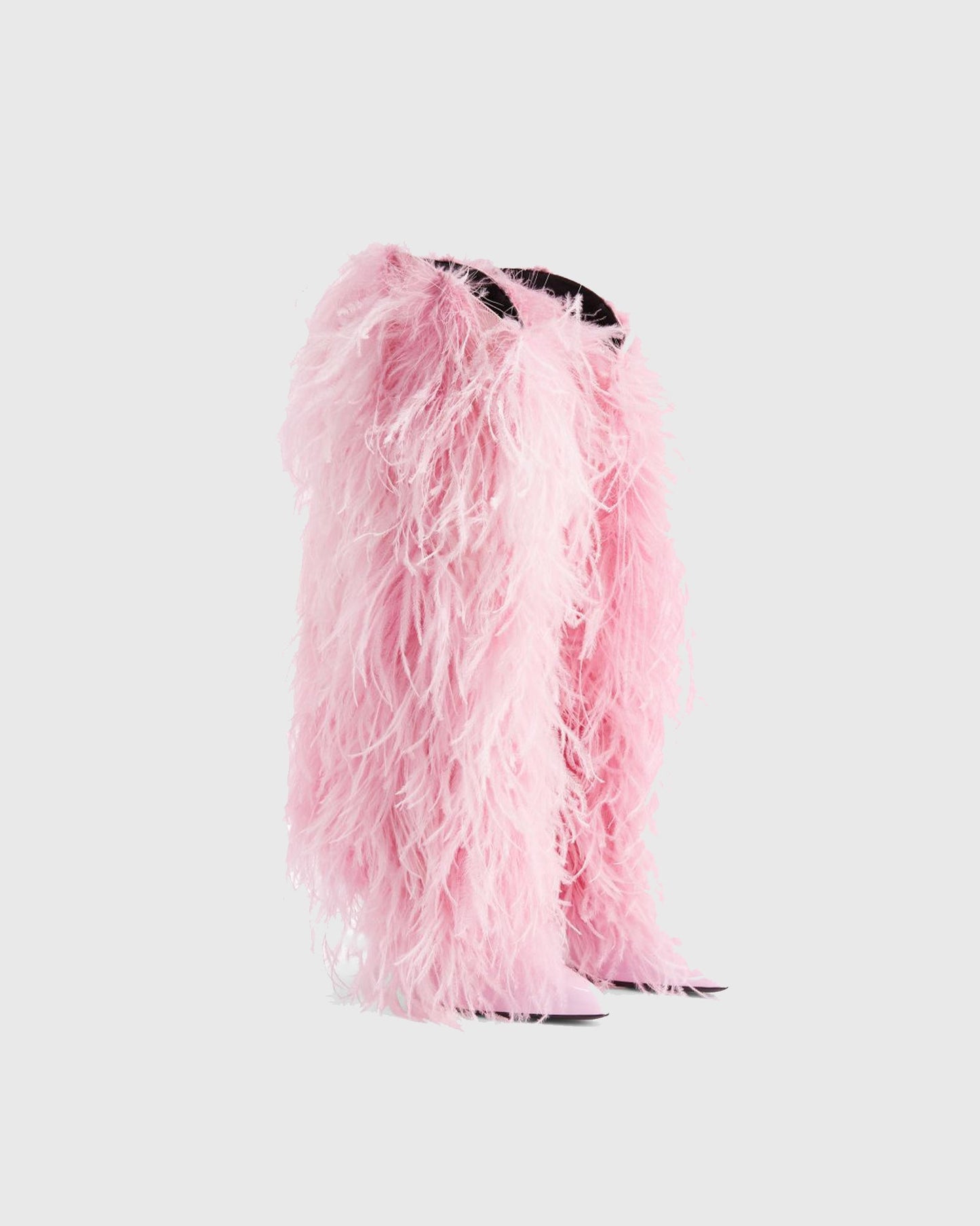 Vinceta Feather Knee High Boots In Pink