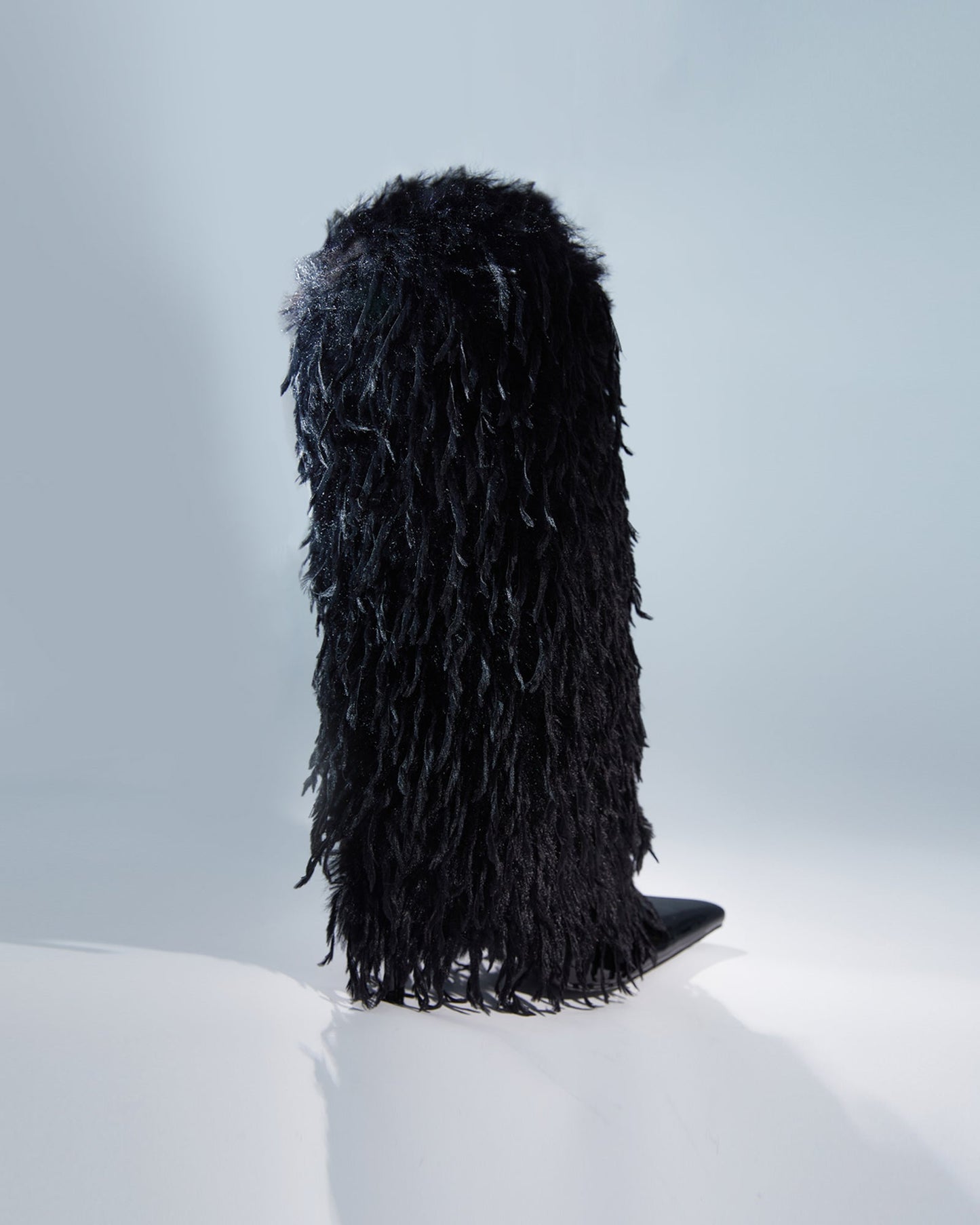 Vinceta Feather Knee High Boots In Black