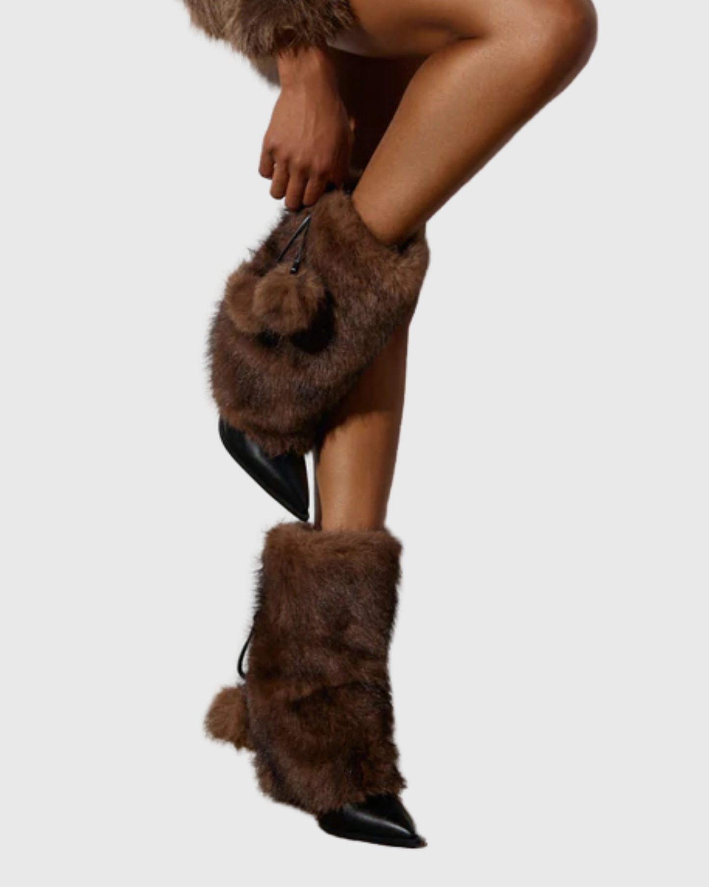 Vinceta Faux Fur Ball Tie Up Ankle Boots