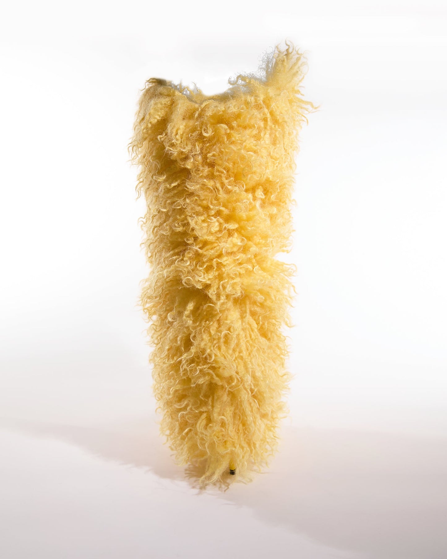 Vinceta Feather Knee High Boots In Butter Yellow