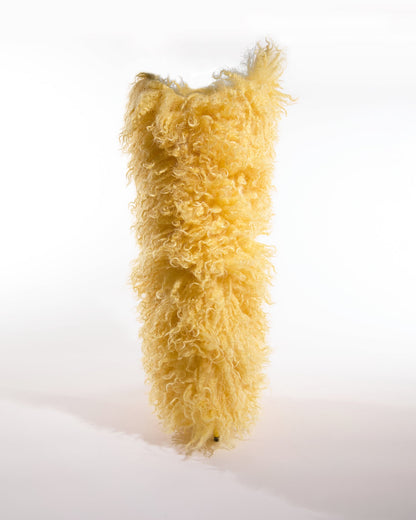 Vinceta Feather Knee High Boots In Butter Yellow