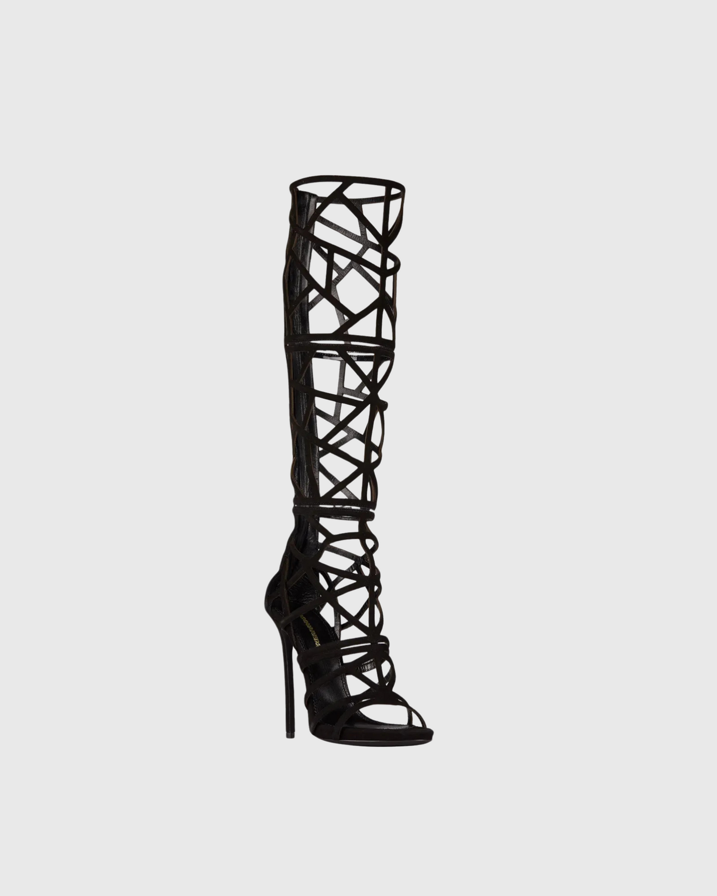 Virna Black Cage Knee High Boots