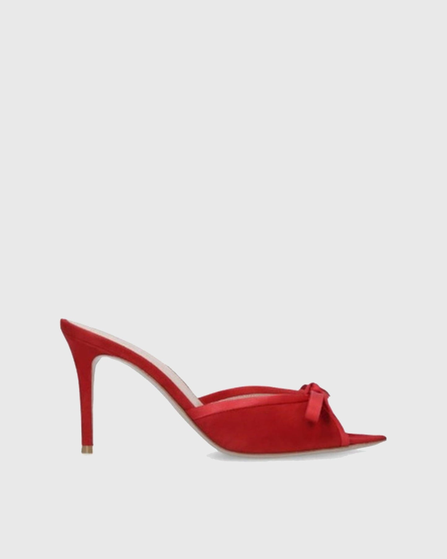 Vita Bow Velvet Slippers In Red