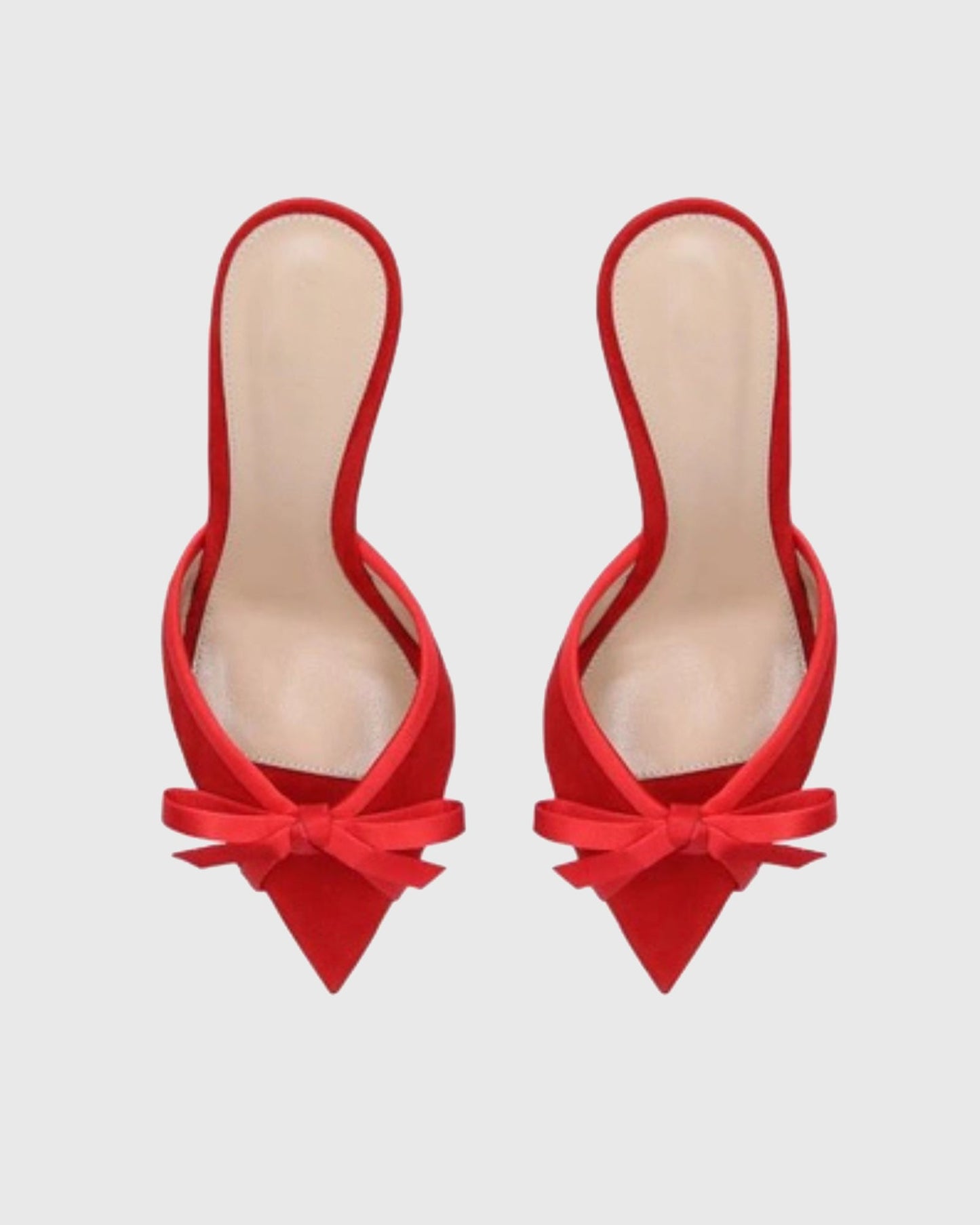 Vita Bow Velvet Slippers In Red