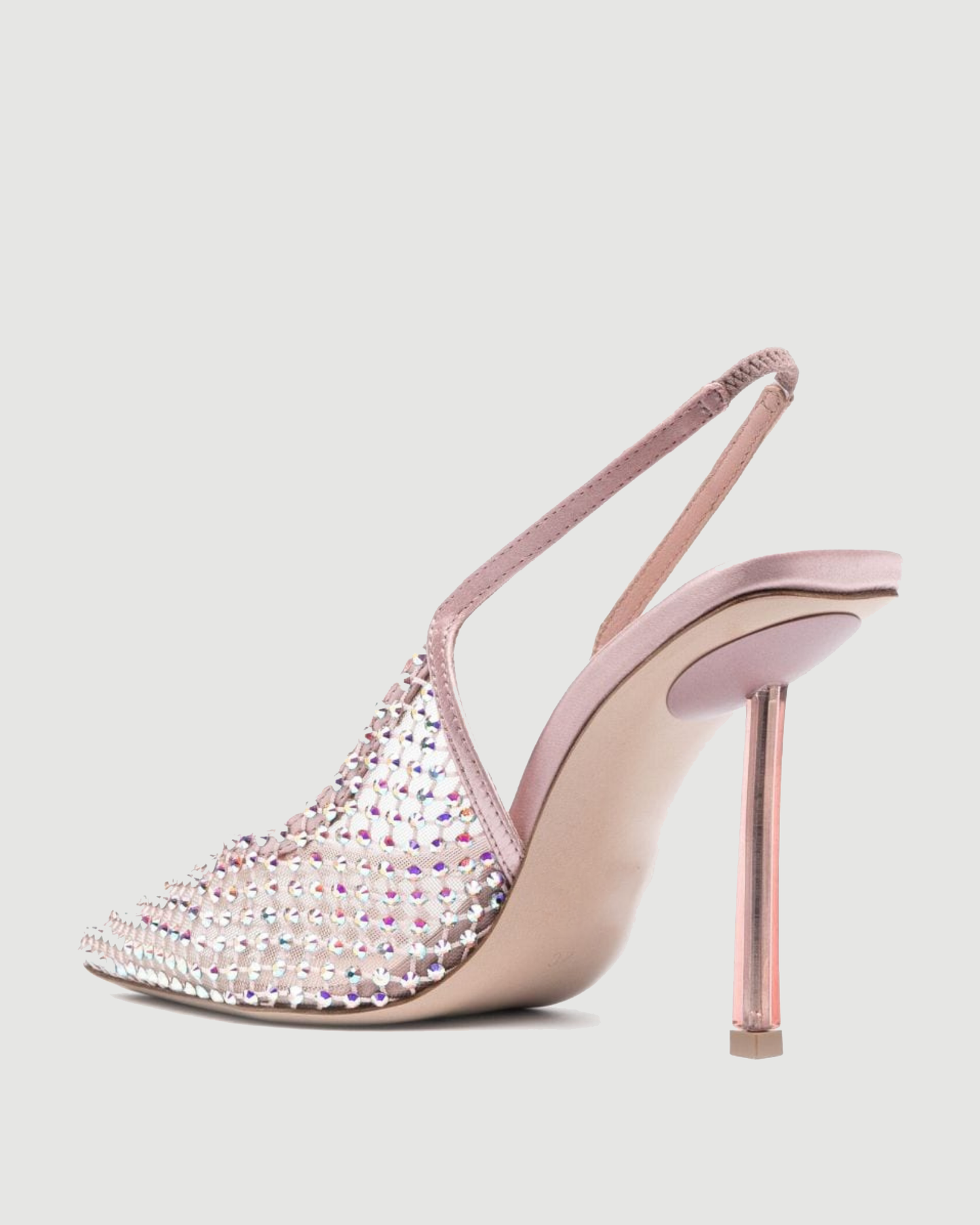 Vivia Rhinestone Embellished Mesh Slingback Pumps In Pink