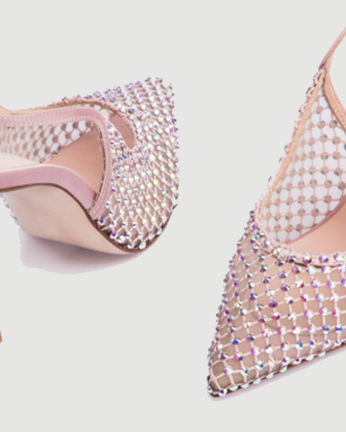 Vivia Rhinestone Embellished Mesh Slingback Pumps In Pink