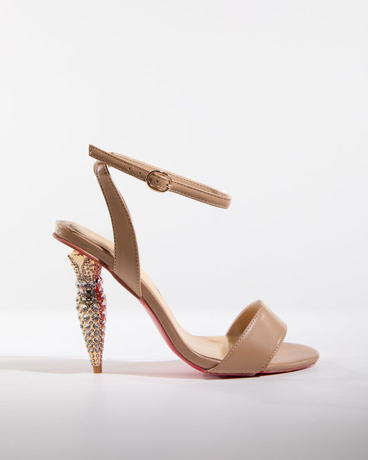 Wallis Rhinestone Geometric Heels In Beige