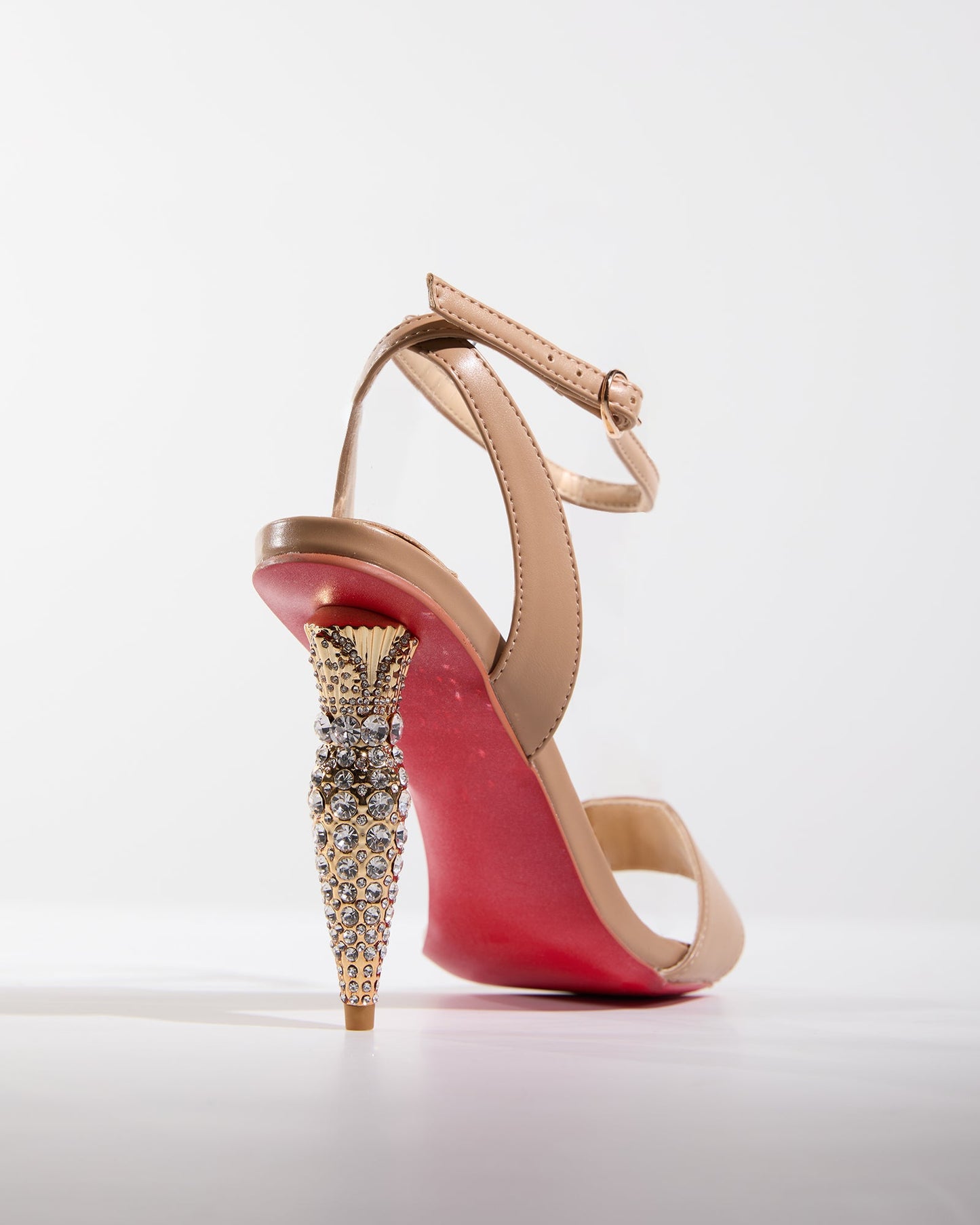 Wallis Rhinestone Geometric Heels In Beige