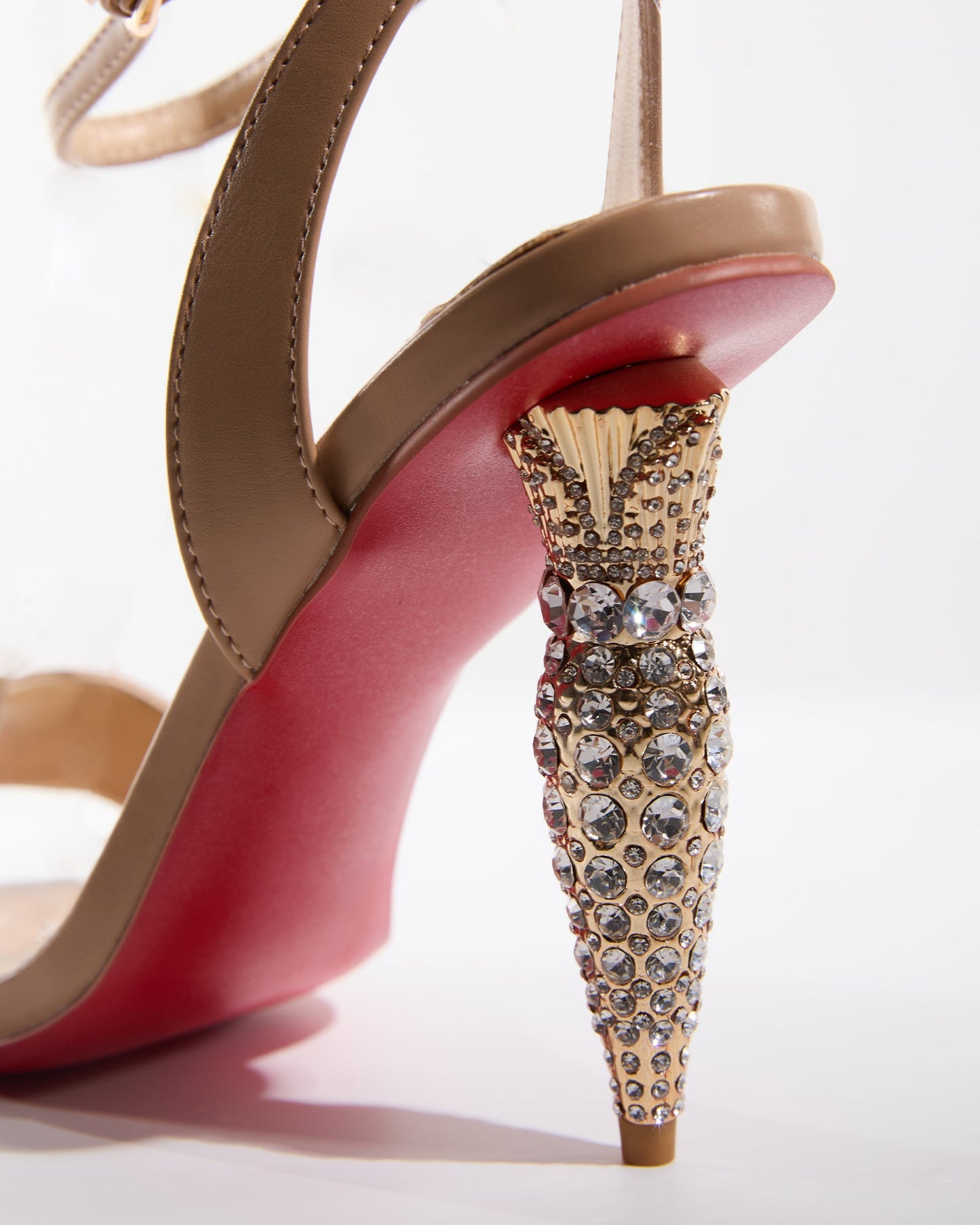 Wallis Rhinestone Geometric Heels In Beige