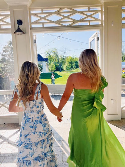 Flowy Floral A-Line Prom Dress Long Evening Dresses for Party Events