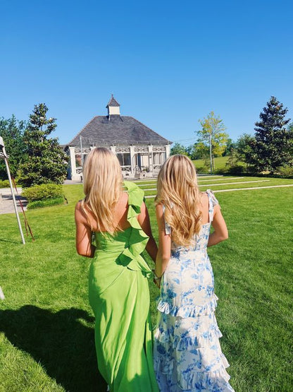 Flowy Floral A-Line Prom Dress Long Evening Dresses for Party Events