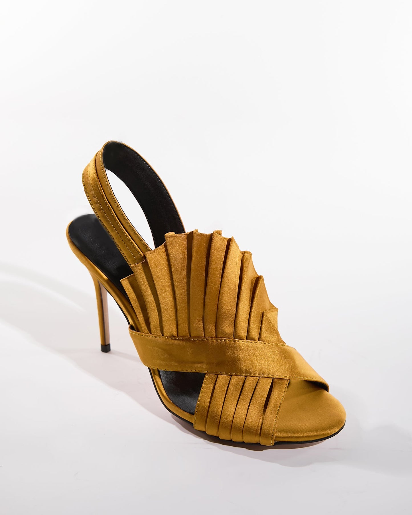 Willa Gills Satin Slingback Sandals In Gold