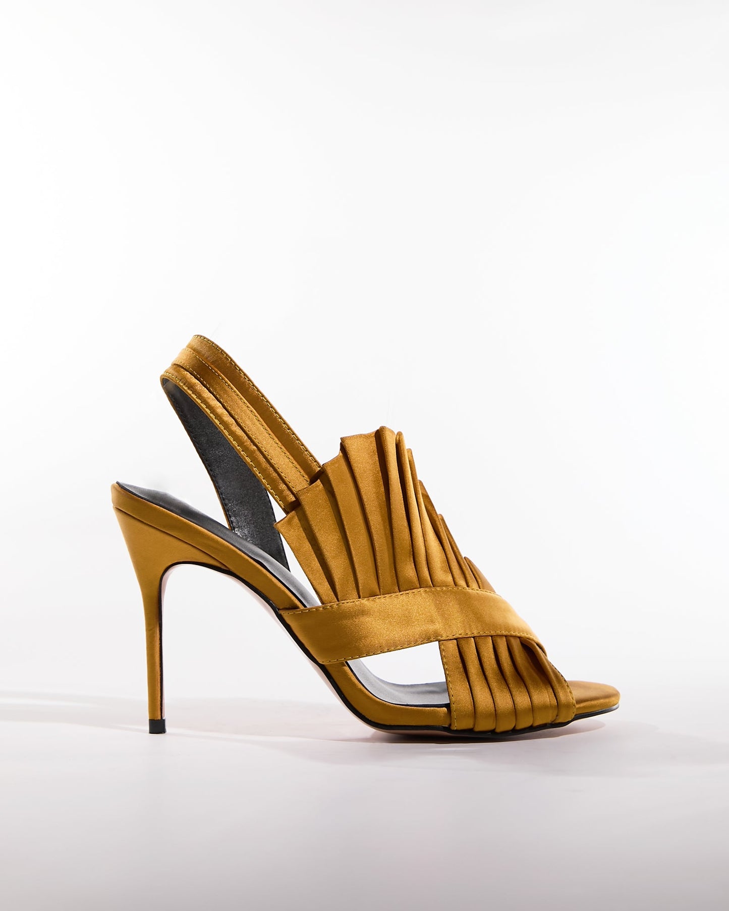 Willa Gills Satin Slingback Sandals In Gold