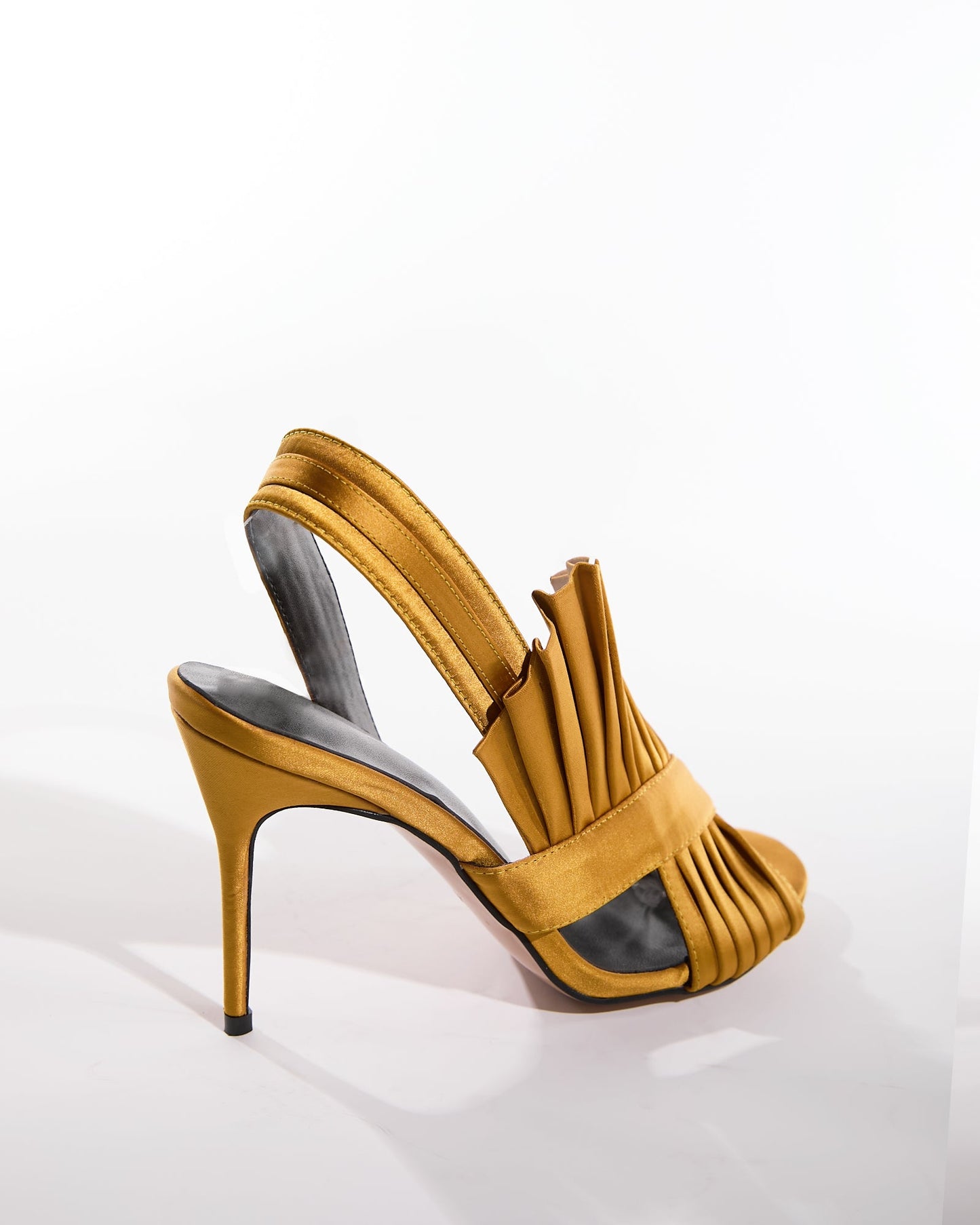 Willa Gills Satin Slingback Sandals In Gold