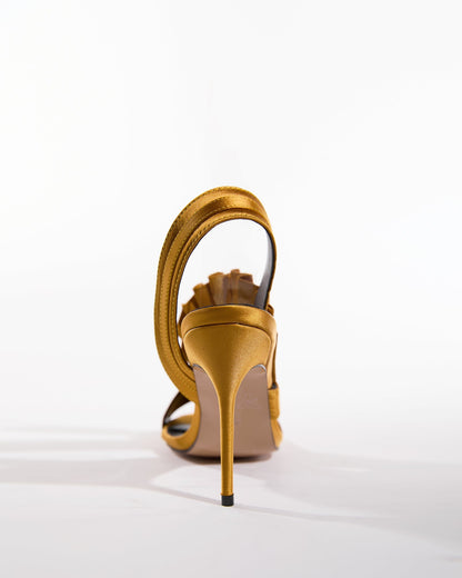 Willa Gills Satin Slingback Sandals In Gold