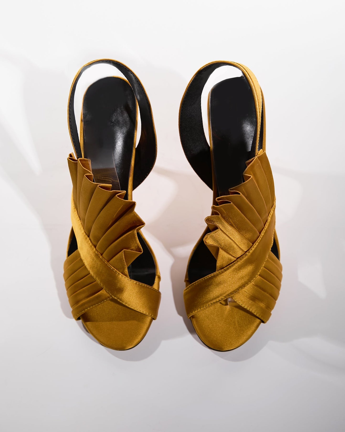 Willa Gills Satin Slingback Sandals In Gold