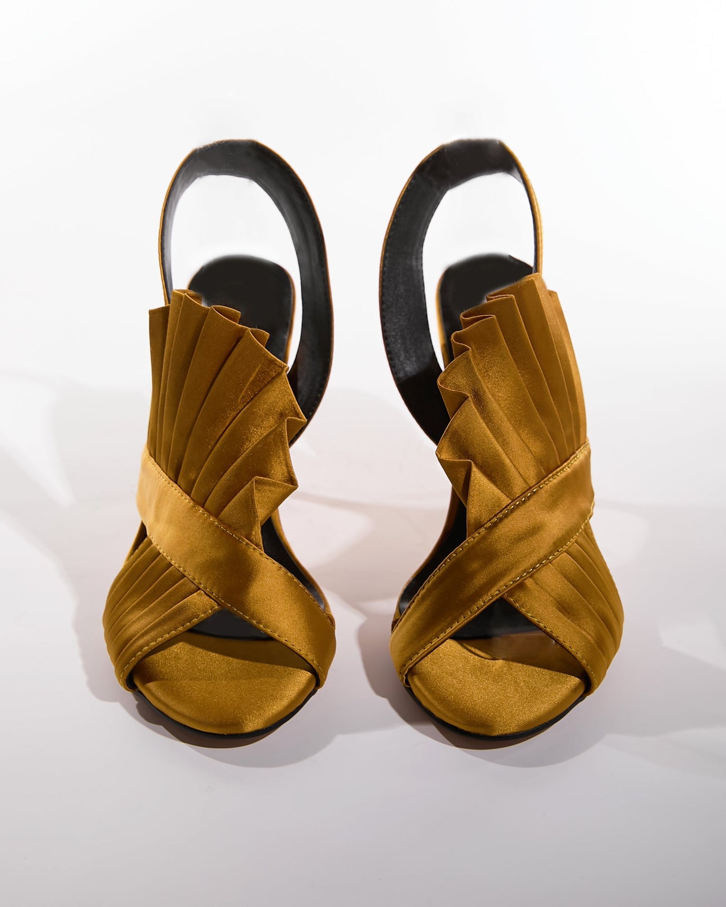 Willa Gills Satin Slingback Sandals In Gold
