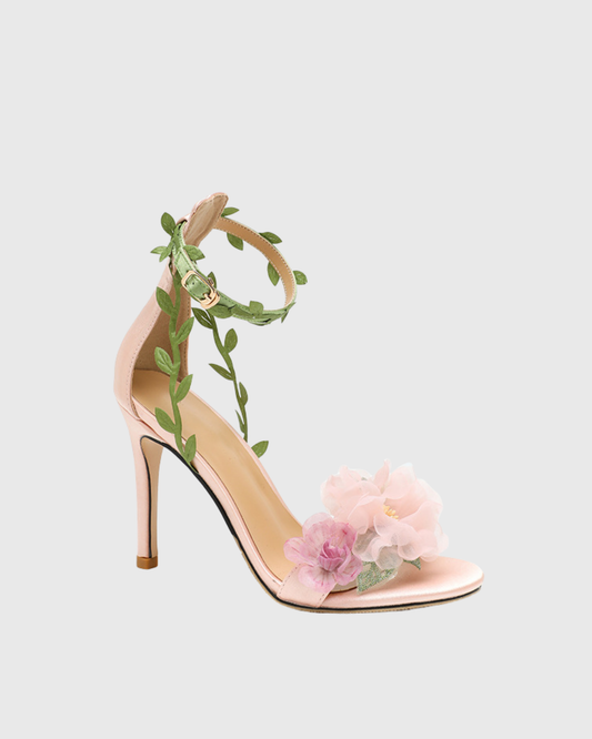 Wren Floral Vine Strap Sandals In Blush