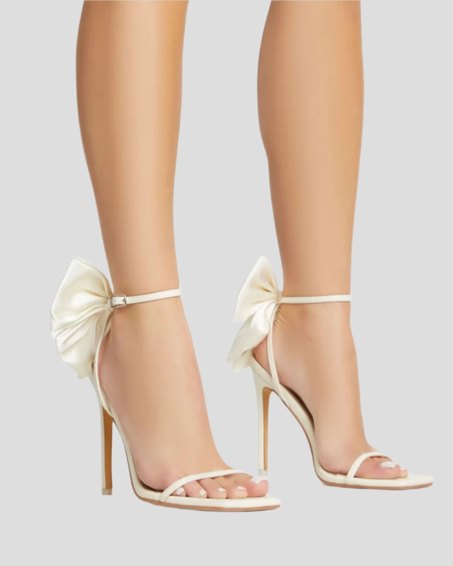 Xuan Bow Strap Satin Sandals In White