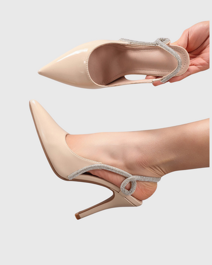 Xuxa Rhinestone Slingback Pumps In Nutural