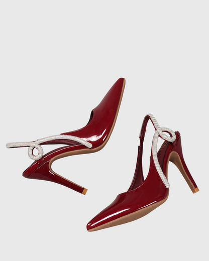Xuxa Rhinestone Slingback Pumps In Wine