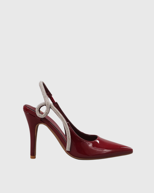 Xuxa Rhinestone Slingback Pumps In Wine