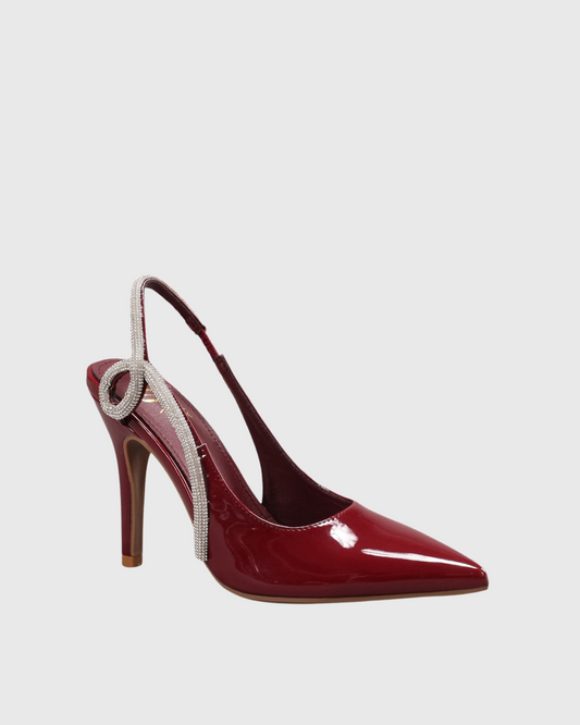 Xuxa Rhinestone Slingback Pumps In Wine
